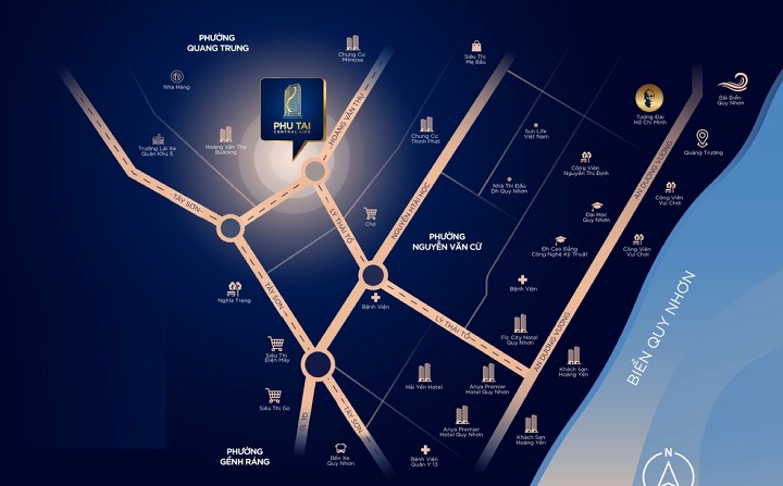 VỊ TRÍ DỰ ÁN CHUNG CƯ PHÚ TÀI 2 CENTRAL LIFE QUY NHƠN
